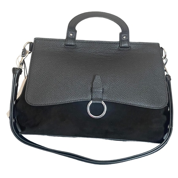 NOT FOR SALE New! Rebecca Minkoff Medium Keith
Flap Suede & Leather Satchel
BLAC - Picture 3 of 16